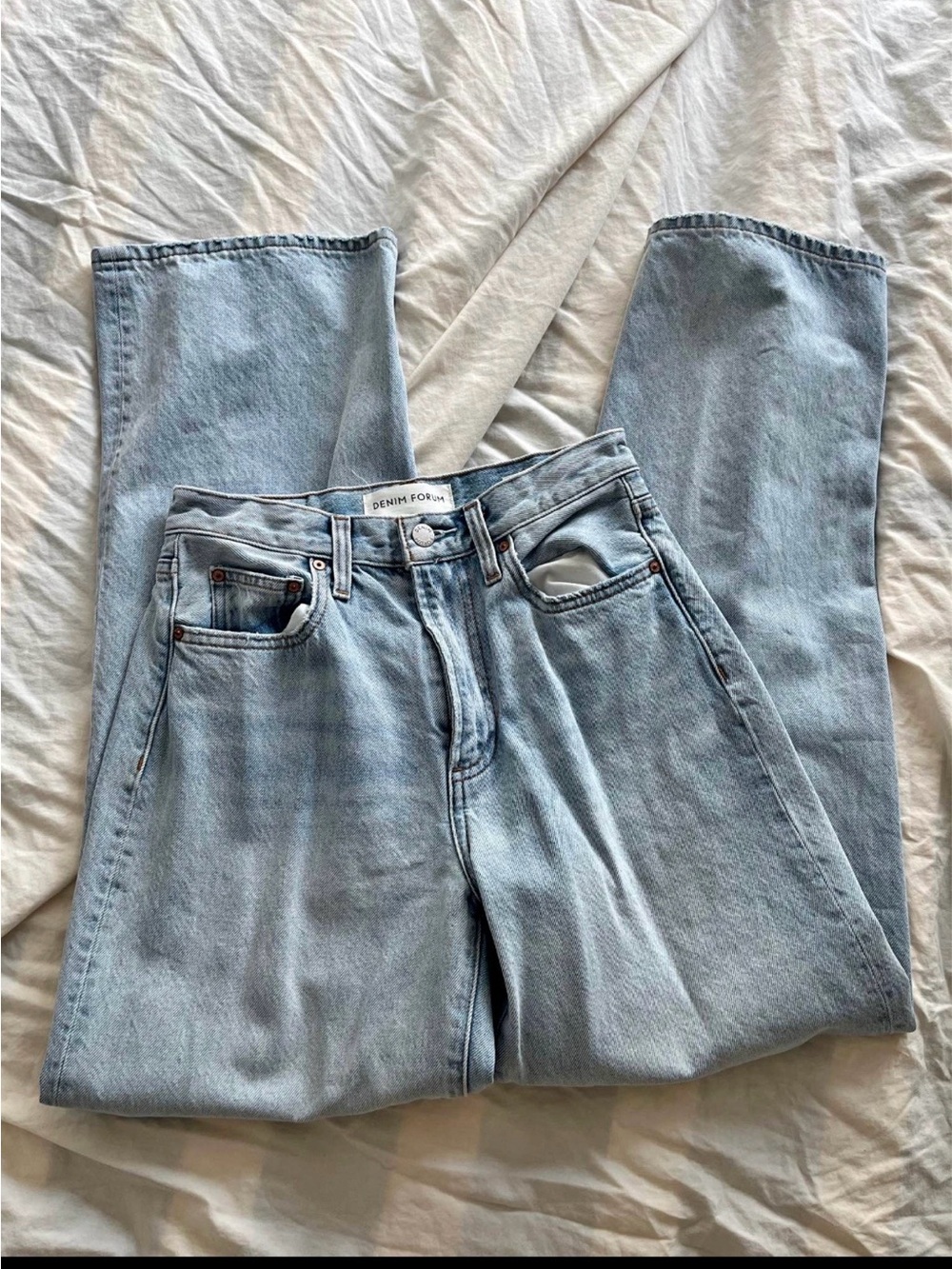 Denim Forum Pale Blue Womens Wide Leg Jeans
